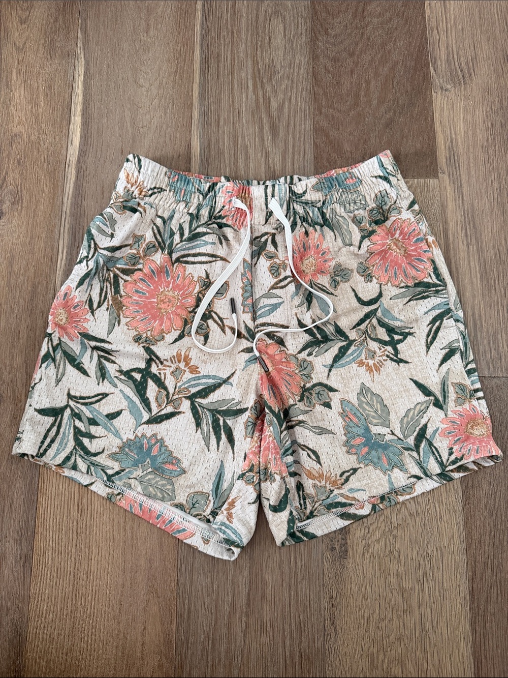 American Eagle Outfitters Coral & Teal Floral Drawstring Men’s Shorts